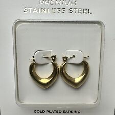 ?Ohrringe Herz Creolen Edelstahl Damen 18mm vergoldet Gold Gelb Schmuck Neu