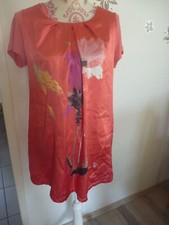 Tunika Bluse Kurzarm Korallenrot Satin Jersey, Blumen/Mehrfarbig, Gr. 38 promond