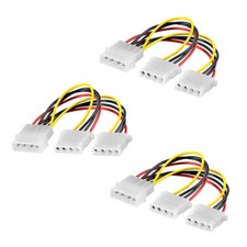 3x PC Y Stromkabel Molex Kabel 5,25 Adapter Verteiler Stecker 2 Buchse 4-pol