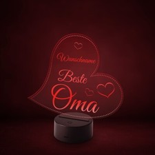 Acrylglasschild LED-Lampe Gravur individuell Deko Schlaflicht - Herz Beste Oma