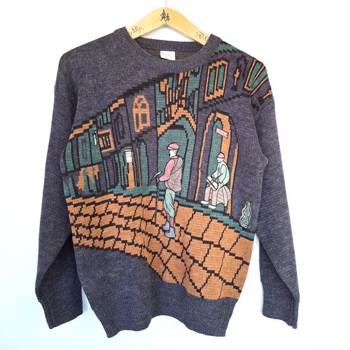 Vintage 90s picture knit - 90s,