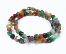 Bunte Edelsteinkette Heilstein Achat Sechseck im Kreuzschliff Magnetverschluss