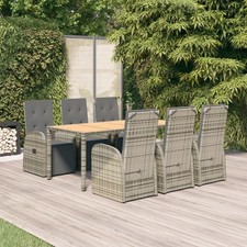 Gartenmöbel Essgruppe Gartengarnitur Sitzgruppe Kissen Grau Poly Rattan vidaXL