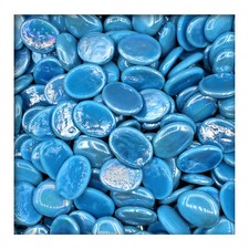 Opake Glasnuggets Glassteine Muggelsteine Mosaik Seeblau  (21,80 EUR/kg)