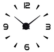 Wanduhr Groß A175 3D Wand Uhr Ziffern XL XXL  Schwarz Spiegeluhr 80cm - 120cm