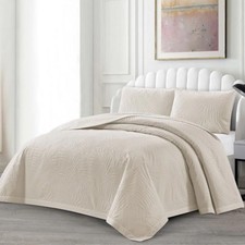 Tagesdecke Set Ezgi Überwurf Decke 3-Teilig 240 x 250 cm , 2-Personen Beige