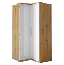 Eckschrank Optima Kleiderschrank 109x64x216cm weiß Hochglanz 2-türig