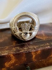 Sterling Silber Grober Claddagh Ring Größe K1/2