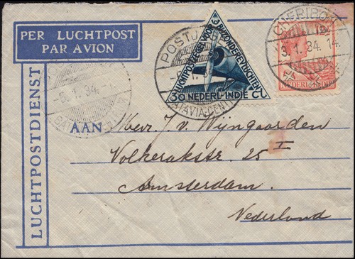 Klm flugpost postjager batavia - klm-flugpost, postjager/batavia