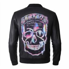 LEDERJACKE STRASS BIKER SKULL