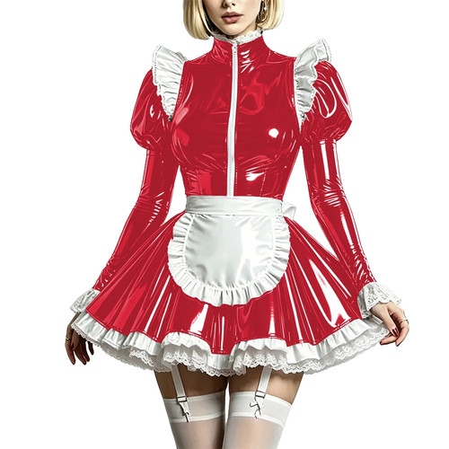High neck maid uniform - high-neck,