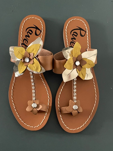Flache sandalen mit blüten - flache,