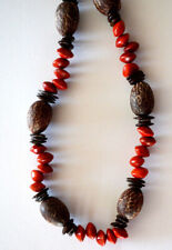 Naturschmuck - wunderschöne Halskette Handarbeit aus Naturmaterialien neu rot
