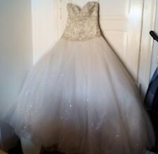 Brautkleid Eddy K. Prinzessin ivory, Glitzer Perlen Straß, Schleppe, Gr. 38