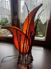 Außergewöhnliche Lampe 48cm Kelch Blüte braun/orange Weide Glühbirne