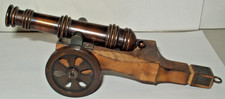 Vintage Kanone Deko Kupfer mit Holzlafette, rollbar, Länge ca. 20 cm
