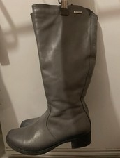 Damen Stiefel 38 Leder grau