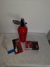 Soda Syphon Metall Sodasyhonflasche  Heimsyphon Sodaflasche, rot, mit Kapseln