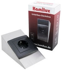 Tischsteckdose Unterbausteckdose Ecksteckdose Einbausteckdose Küche Bad WC Stahl