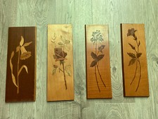 4x Echte Intarsien Blumen