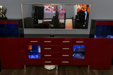 Sideboard Kommode  mit 2 Vitrinen Schrank 380 x 125 und Spiegel 160 x 60