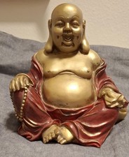 Lachender Buddha Figur – Glücksbuddha Rot-Gold – Feng Shui – asiatisch – 20 cm