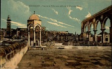 JERUSALEM Vintage Postcard ~1910 Stadt Partie mit Mosque Omar (Moschee, Kirche)