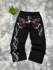 Jeans Hose schwarz Y2K Tribal