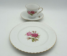 Kaffeetasse, Untertasse, Kuchenteller Kaiser Porzellan Antoinette Moosrose