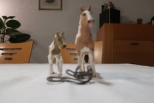 Schleich Pferde, Konvolut Familie mit 2 Pferden und Sattel/Zaumzeug, G18