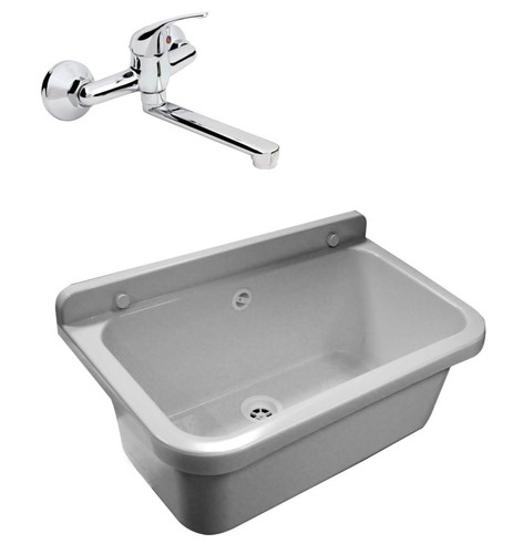 Set ausgussbecken 55cm grau - ausgussbecken,
