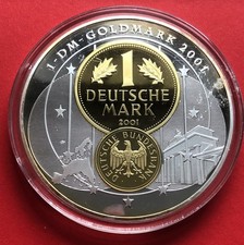 Medaille - 1 - DM - Goldmark 2001 - 10 Jahre Abschied von der Dt. Mark - PP