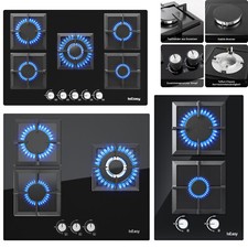 Gaskochfeld 2-5 Flammig Glaskeramik Gasherd Einbauherd Erdgas Propangas Flüssigg