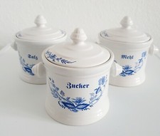Vorratsdosen 3erSet GRANNY Keramik Salz Zucker Mehl Aufbewahrung Zwiebelmuster