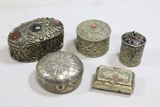 5x versilberte Pillendose Deckeldose ua Asien ab um 1920 (GV396)