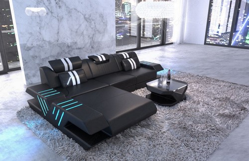 Ecksofa leder couch ledersofa - ecksofa,