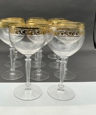 11 Jugendstil  Rotwein Weingläser mit Äzdekor. Saint Louis?