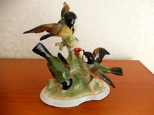 Fasold und Stauch altes Porzellan um 1910 " Vogelgruppe Kohlmeisen "
