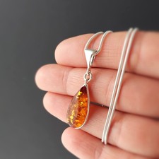 925 Silber Kette mit Bernstein