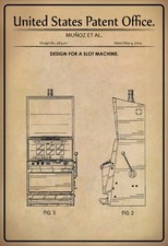 mrdeco Blechschild 12x18cm gewölbt Patent Entwurf Einarmiger Bandit 2004