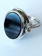 Ring Silber Vintage Antik Onyx