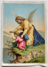 orig. Andachtsbild Heiligenbild antik Andachtsbildchen um 1930 Schutzengel Kind