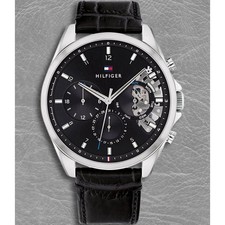 Herren Armbanduhr 1710449 Tommy Hilfiger Multi Zifferblatt Leder Armband Quarz