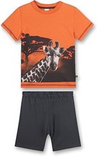 Sanetta 233106  Jungen Schlafanzug kurzarm Pyjama Shorty Giraffe orange