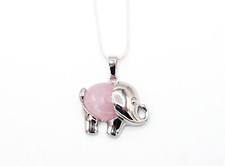 Silberkette mit Rosenquarz-Elefantenanhänger