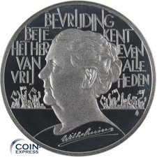 NIEDERLANDE 25 Ecu 1995 50. Jahrestag der Befreiung Königin Wilhelmina Silber