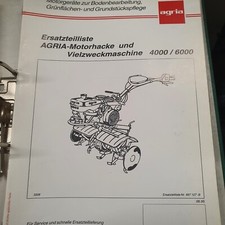 Original Ersatzteilliste für Agria 4000 und 6000 - Rarität