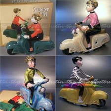 4 x BERLINER ROLLER MOTORRAD MÄDCHEN MOTORROLLER MIT UHRWERK 50er JAHRE STIL(MO)