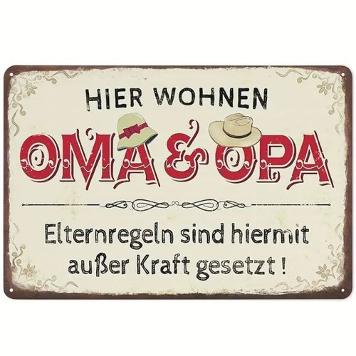 Blechschild hier wohnen opa - hier,