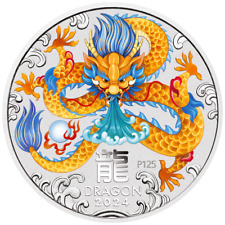 1 OZ Silber Lunar 3 Drache 2024 mit Farbapplikation Dragon color